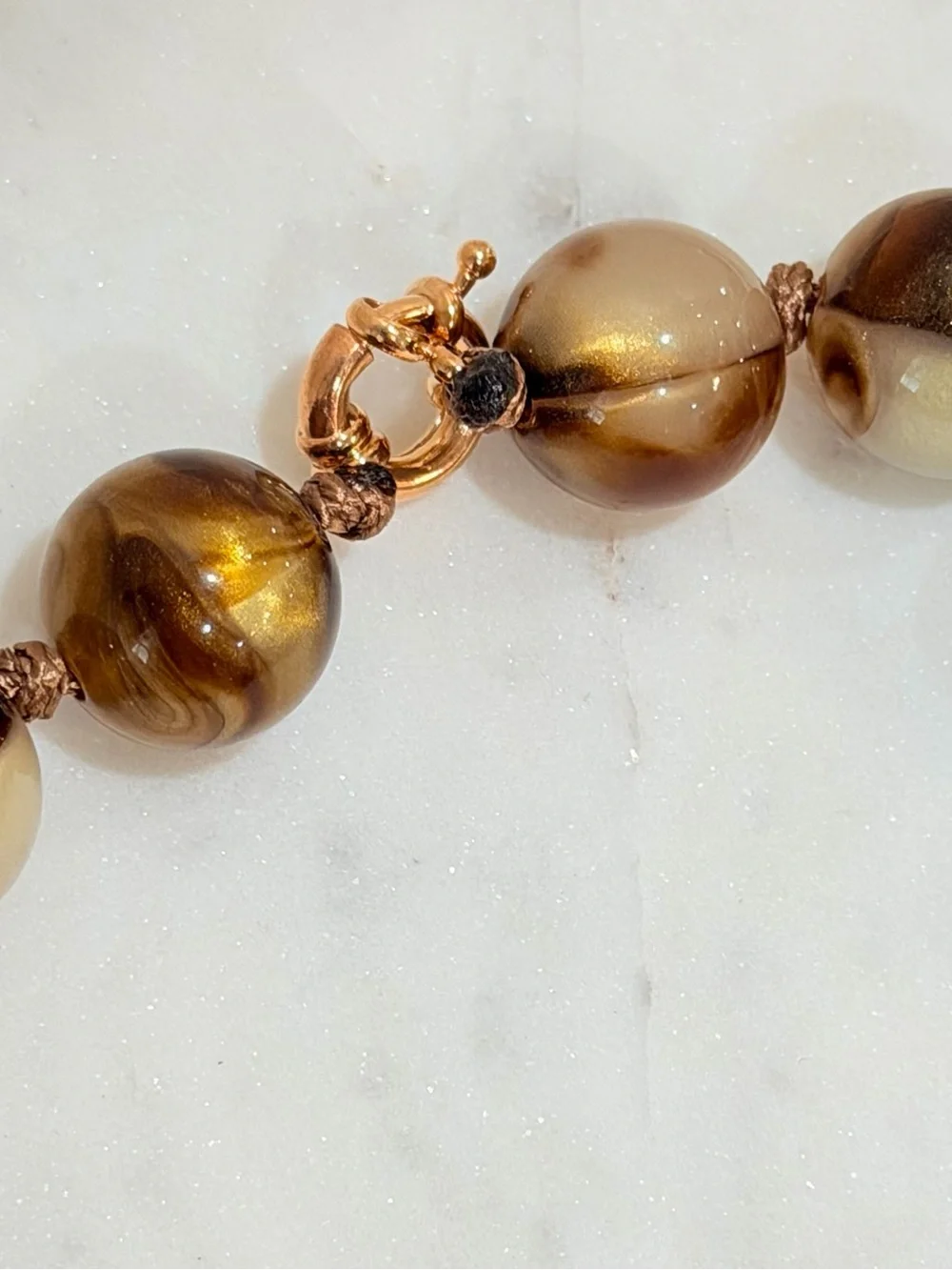 New Golden Brown Marbled Chunky Beaded Necklace